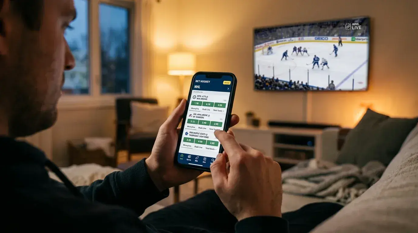 NHL-vedonlyönti mobiilisovelluksella älypuhelimessa